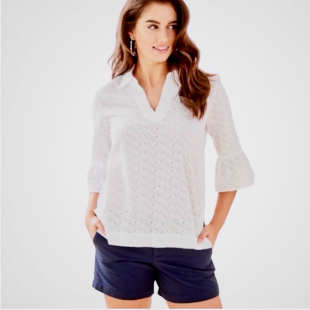 Lilly Pulitzer White Eyelet Ginger Blouse